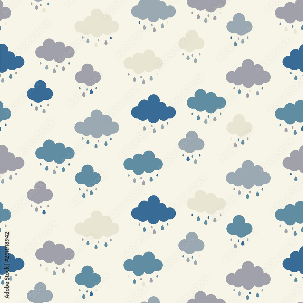 Clouds background vector. Rain drops pattern seamless. Clouds background vector. Rain drops pattern seamless.