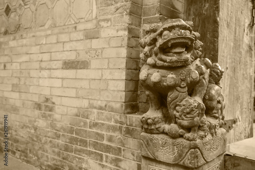 Stone carving of Chinese ancient architecture photo