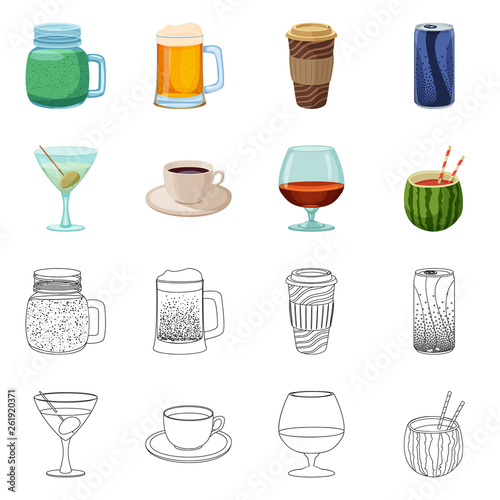 Vector design of drink and bar symbol. Set of drink and party stock vector illustration.