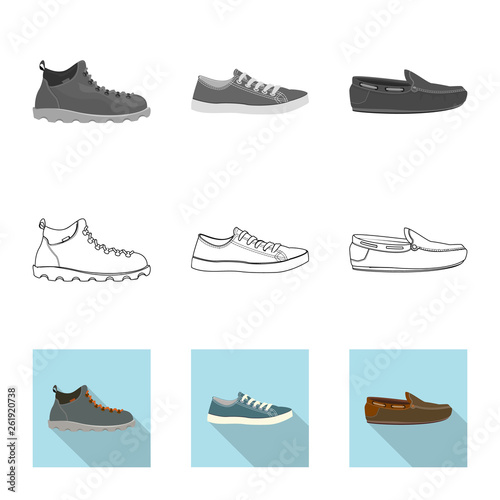 Vector illustration of shoe and footwear logo. Collection of shoe and foot vector icon for stock.