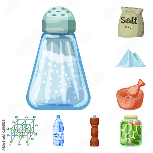 Vector design of salt  and food sign. Collection of salt  and mineral  stock symbol for web.