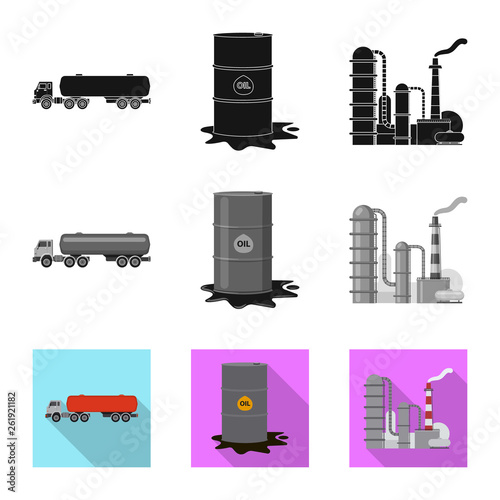 Isolated object of oil and gas sign. Collection of oil and petrol stock vector illustration.