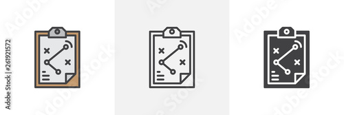Strategy board icon. Line, glyph and filled outline colorful version, tactics, strategy planning outline and filled vector sign. Symbol, logo illustration. Different style icons set. Vector graphics