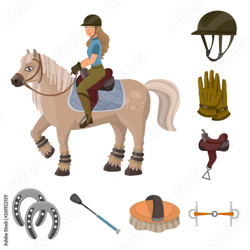 Vector design of horseback and equestrian icon. Collection of horseback and horse  stock symbol for web.