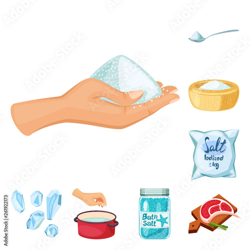 Vector design of salt and food logo. Set of salt and mineral stock vector illustration.