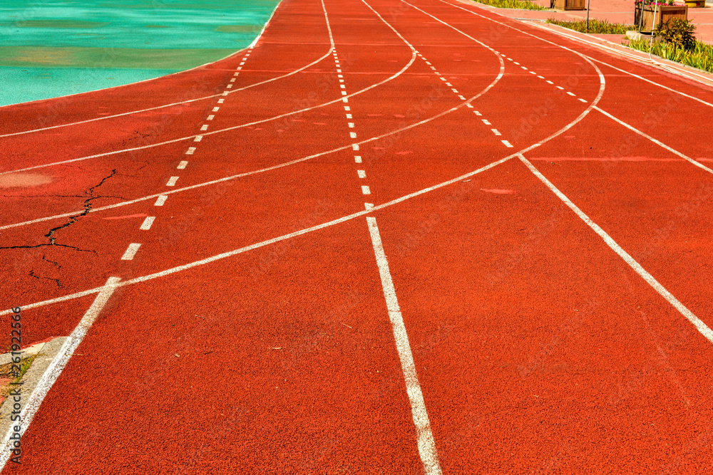 Fototapeta premium Coloured Plastic Runway in Track and Field