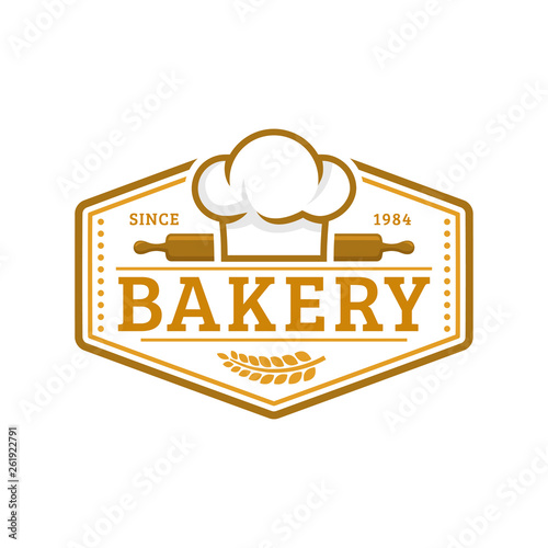 Bakery logo template, vector illustration. Bakery shop emblem, vintage retro style