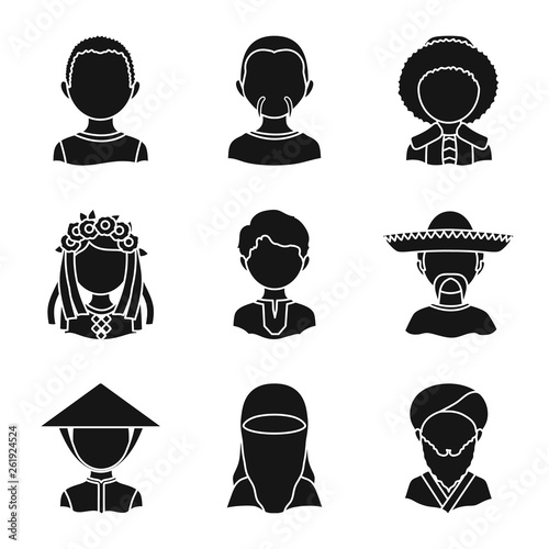 Isolated object of person and culture symbol. Set of person and race  stock symbol for web.