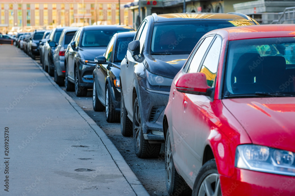 Moscow, Russia - April, 5, 2019: Moscow car's parking Moscow, Russia - April, 5, 2019: Moscow car's parking