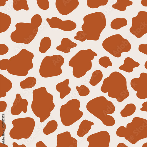 Giraffe skin seamless vector pattern. Hand drawn brown spots print