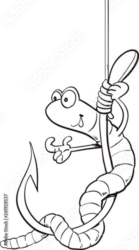 Quirky Drawing Worm On Hook Stock Vector (Royalty Free) 49472785