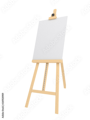 Empty wooden easel (empty canvas) isolated on white 