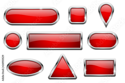 Red glass buttons with chrome frame