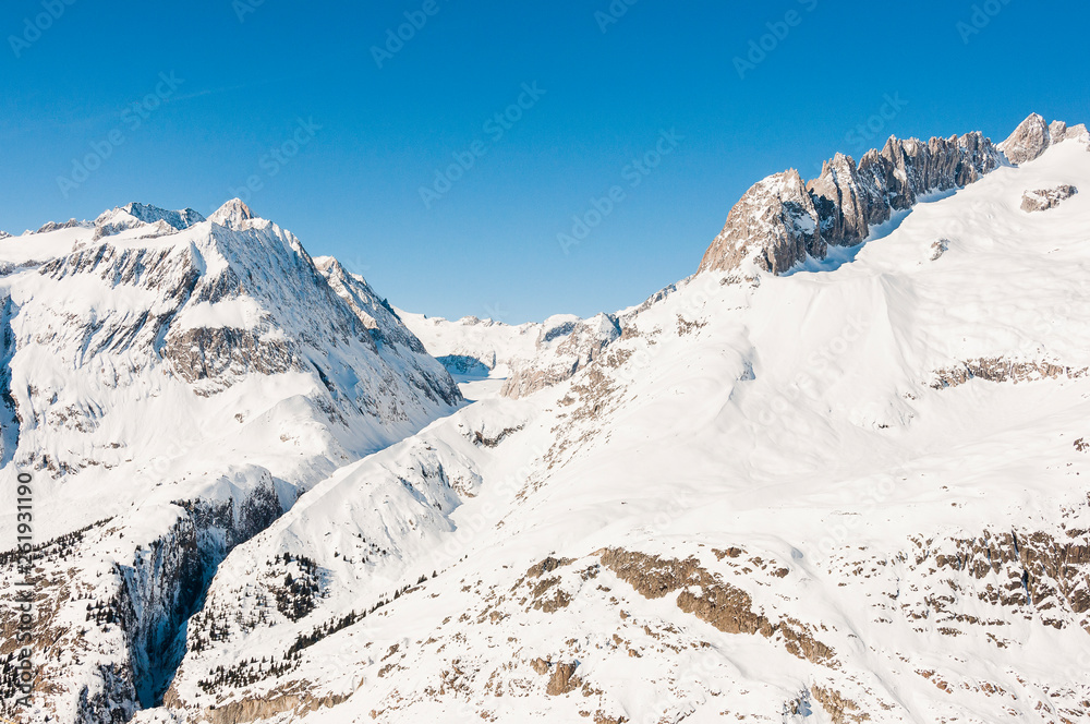 Riederalp, Fusshörner, Grosses Fusshorn, Beichgletscher, Aletschgletscher, Aletsch, Wallis, Alpen, Winter, Wintersport, Schweiz