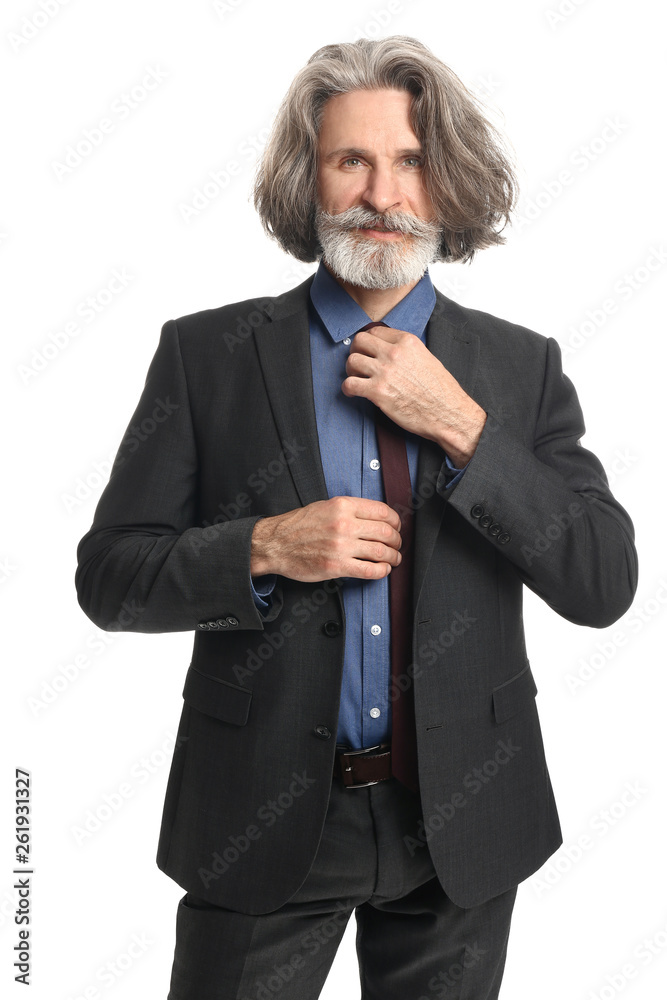 Handsome mature businessman on white background Handsome mature businessman on white background