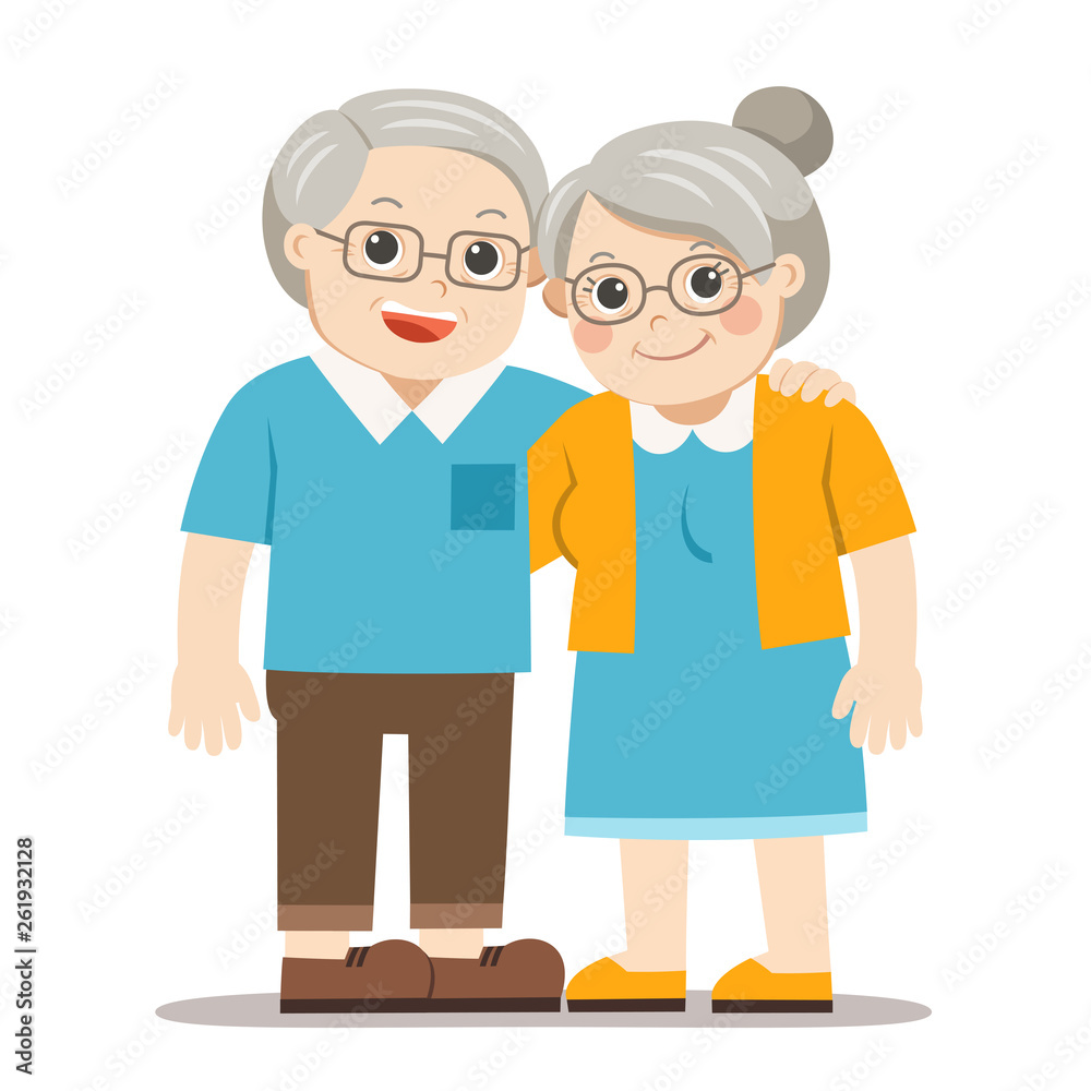 Grandpa and grandma standing together. Two old persons man and woman of retirees. Grandpa and grandma standing together. Two old persons man and woman of retirees.