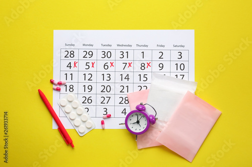 Menstrual calendar with pad...
