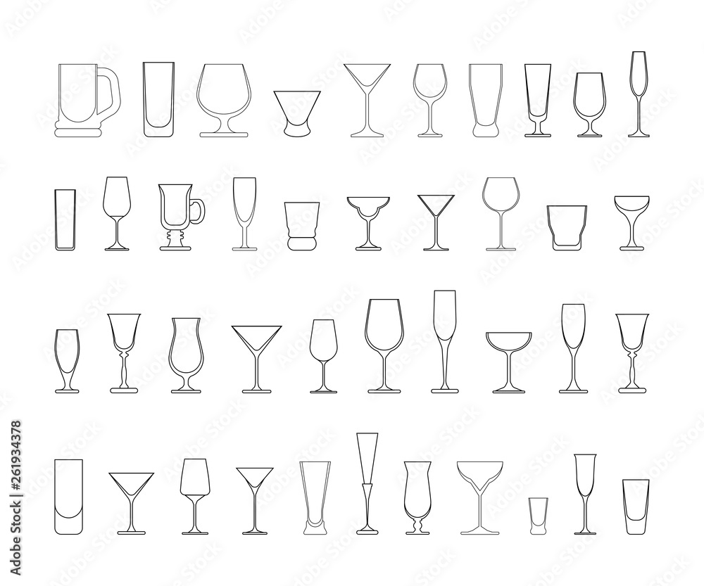 set of wine glasses. vector illustration isolated on white background set of wine glasses. vector illustration isolated on white background
