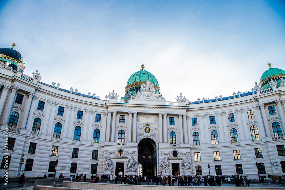 The Hofburg building with the blue sky above it. Vienna, Austria
