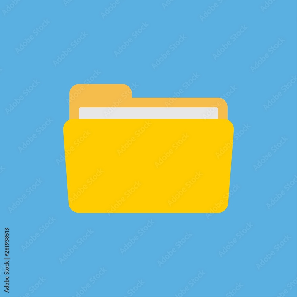 open folder icon. Open folder with documents on blue background open folder icon. Open folder with documents on blue background