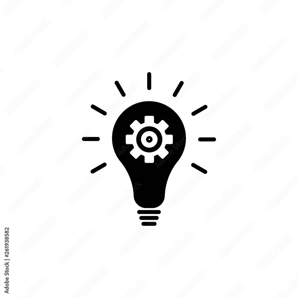 light bulb with gears icon on a white background light bulb with gears icon on a white background