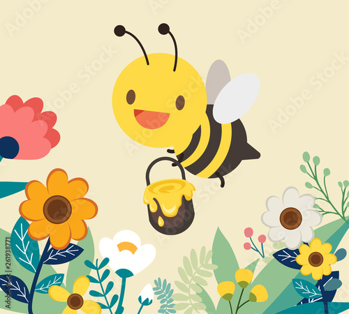 character honey bee with flower
