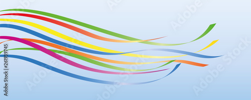 colorful maypole ribbons in blue sky vector illustration EPS10