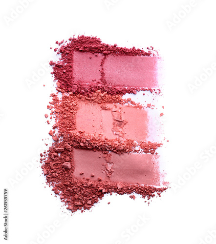 Картината върху платно Samples of powder blusher on white background