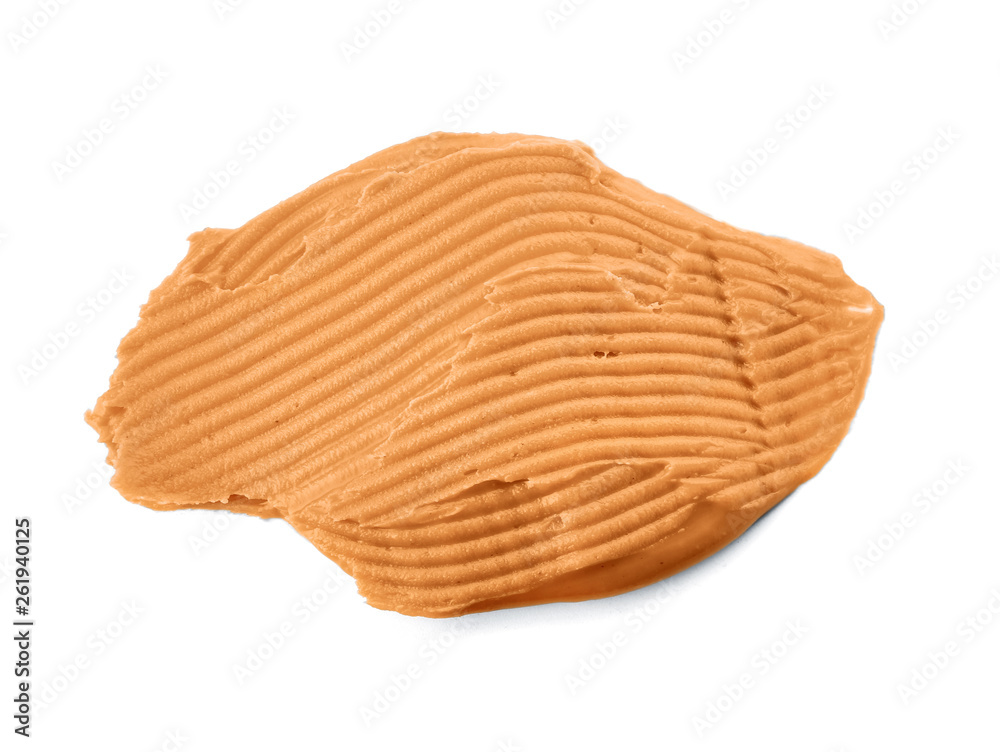 Tasty peanut butter on white background Tasty peanut butter on white background