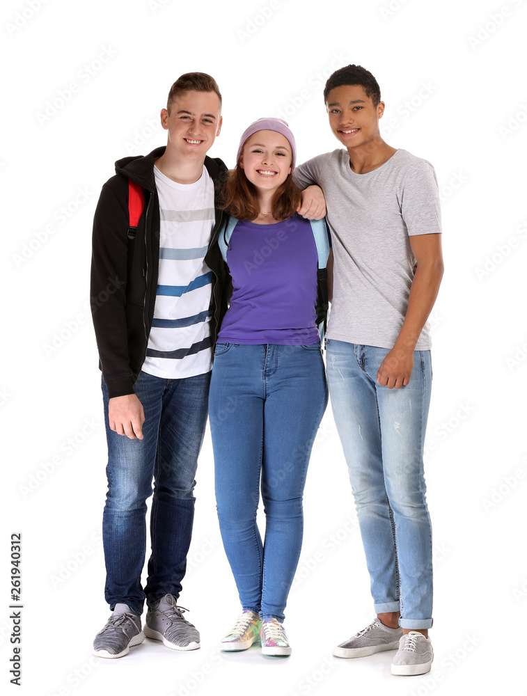 Group of teenagers on white background Group of teenagers on white background