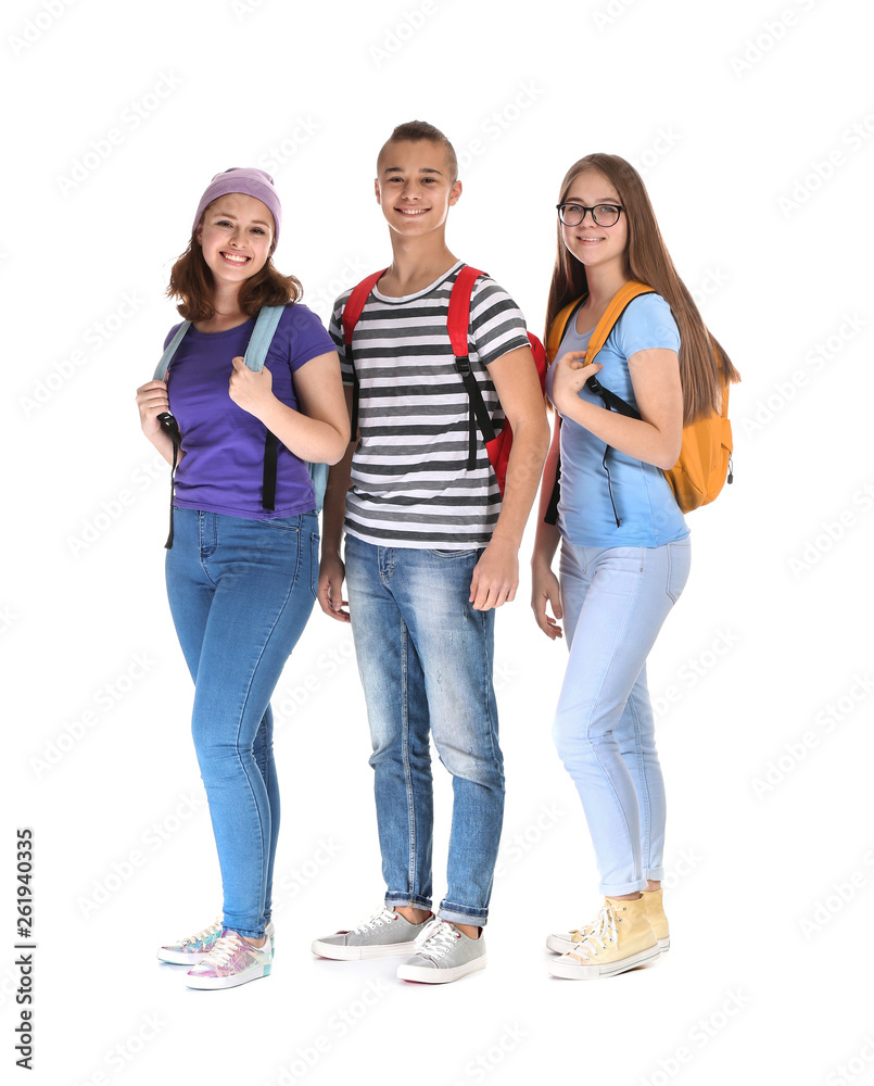 Group of teenagers on white background Group of teenagers on white background
