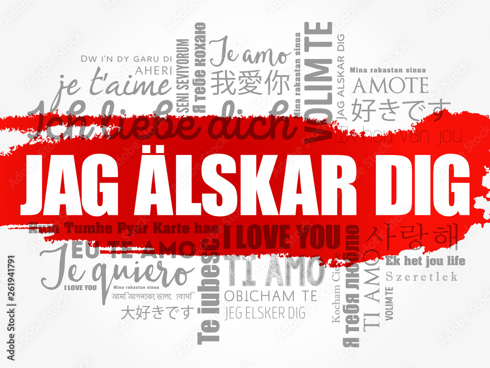 Fototapeta premium Jag alskar dig (I Love You in Swedish) in different languages of the world, word cloud background