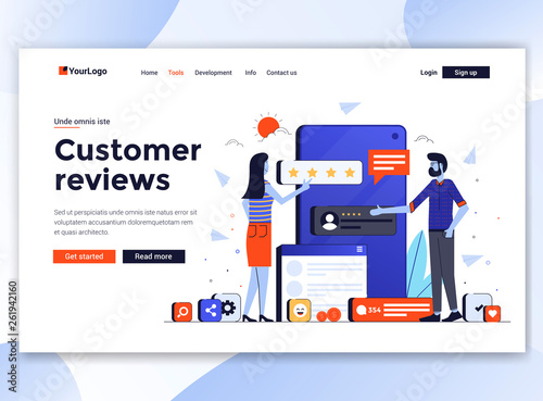 Flat Modern design of website template - Customer reviews