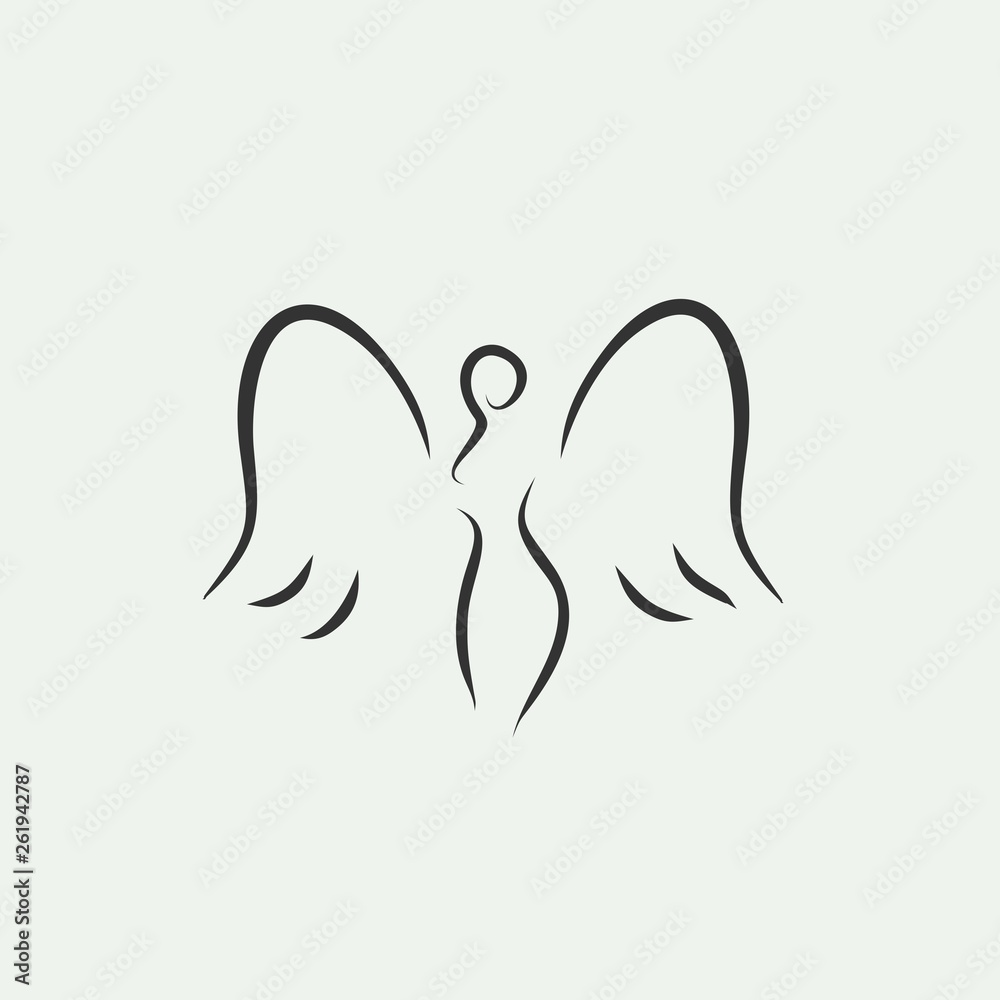 angel girl icon line illustration vector angel girl icon line illustration vector