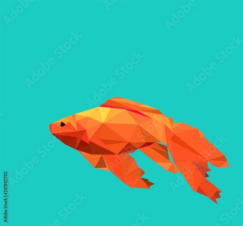 graphic goldfish on blue background
