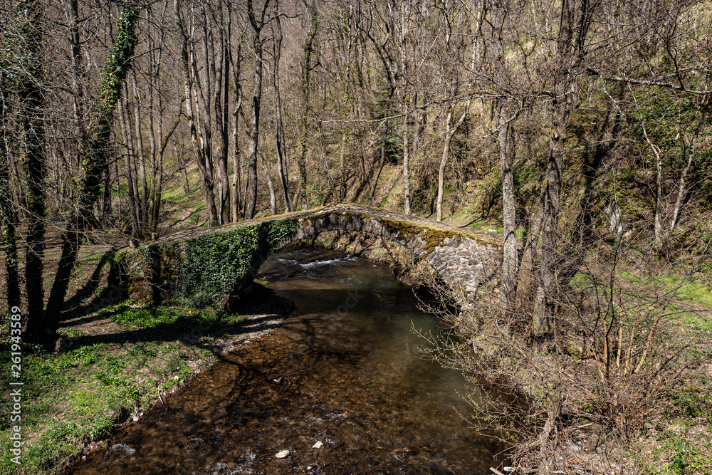 le petit pont de pierre enjambe la rivière le petit pont de pierre enjambe la rivière