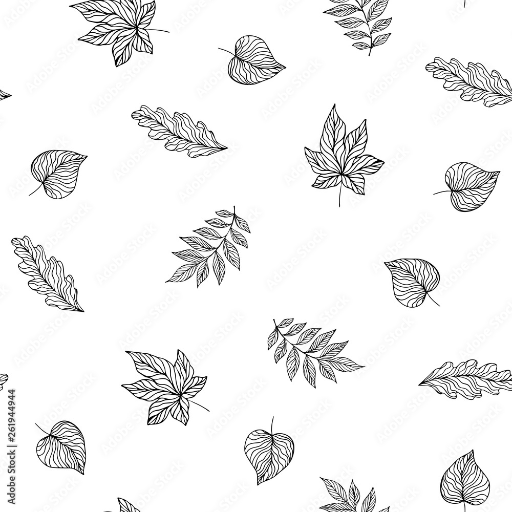 Seamless leaves pattern. Design for banner, poster, card, cover, invitation, placard brochure or header.