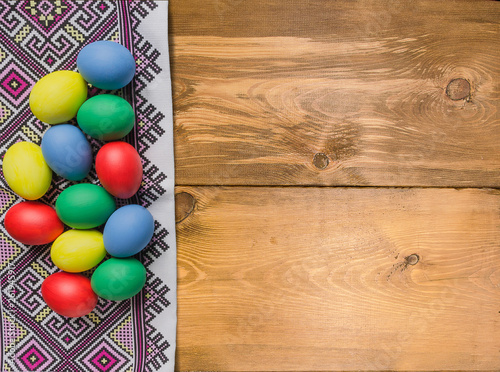 Easter eggs on dishcloth