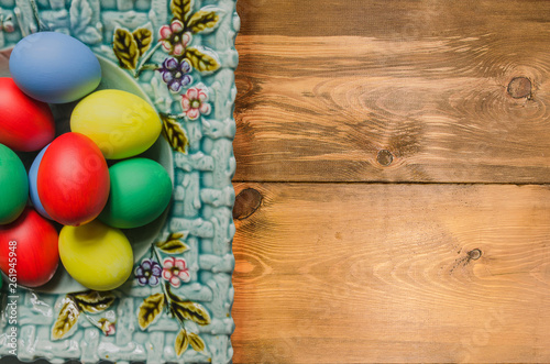 Easter eggs in plate