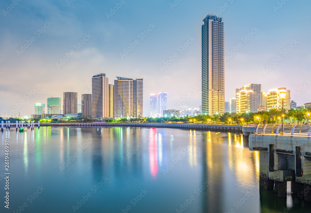 City night view of Zhanjiang Sands Bay