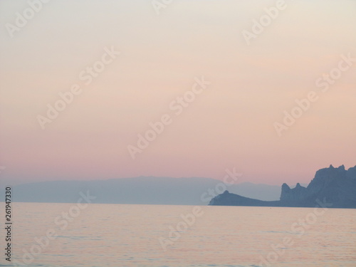 Crimea. Summer. Black Sea. Mountains. Sunset. Evening.