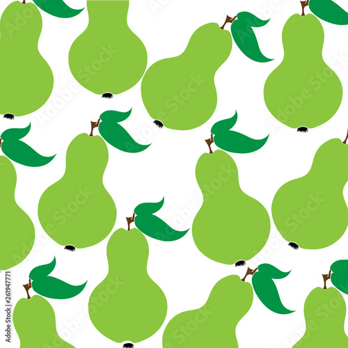 Vector illustration of painted pears on white background. Symbol of fruit, food,vegetarian,vegan.