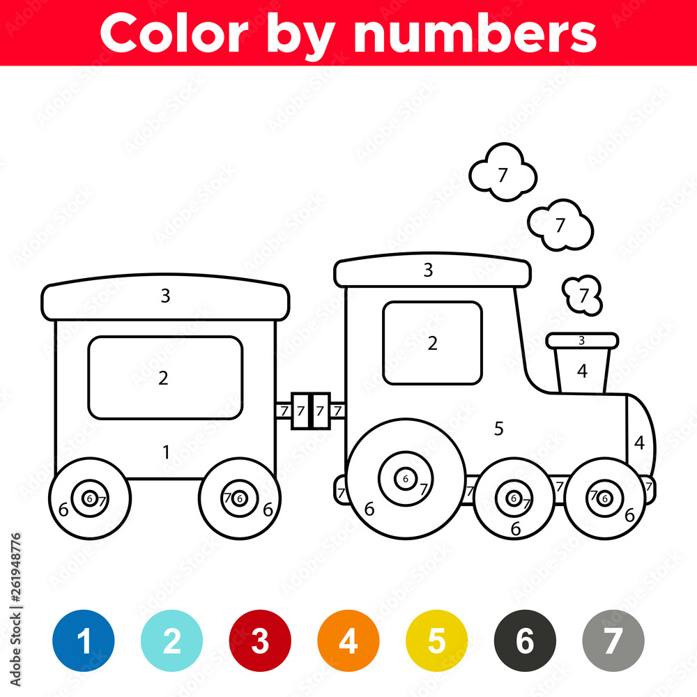 Educational Game For Preschool Kids Coloring By Numbers Vector Cartoon Train Stock Vector Educational Game For Preschool Kids Coloring By Numbers Vector Cartoon Train Stock Vector