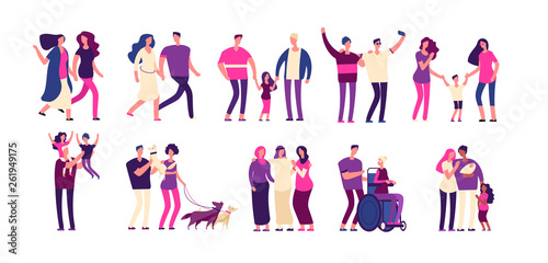 Couple relationship set. Happy couples boyfriend girlfriend beautiful young romantic people love diverse persons gay isolated vectors. Illustration of girlfriend and woman, boyfriend with woman