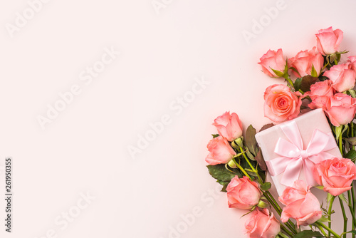 top view rose on pink for mothers , valentines day © voyata