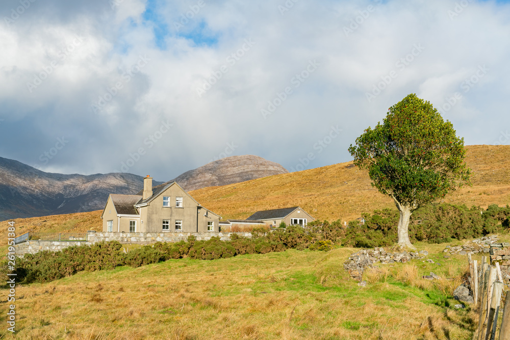 Beautiful nature scene with a house around Connemara National Park Beautiful nature scene with a house around Connemara National Park