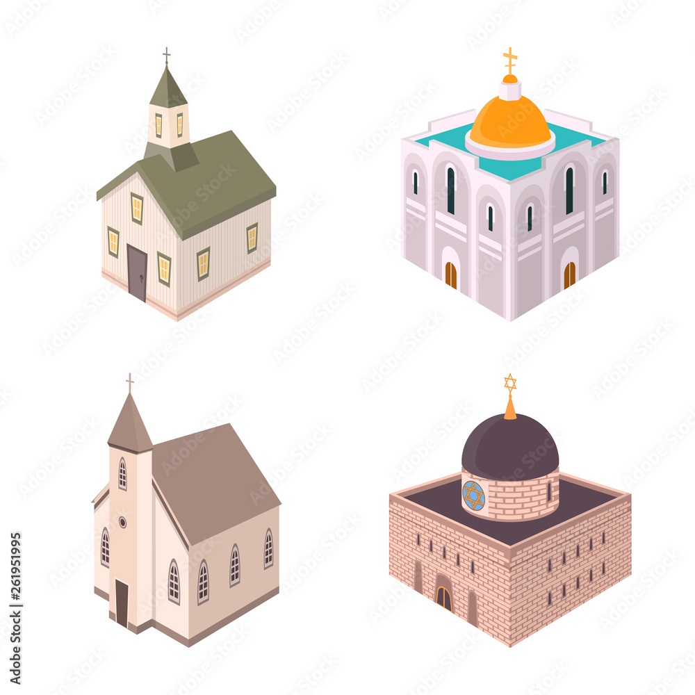 Vector illustration of architecture and building icon. Collection of architecture and clergy stock vector illustration.