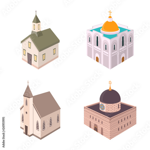 Vector illustration of architecture and building icon. Collection of architecture and clergy stock vector illustration.