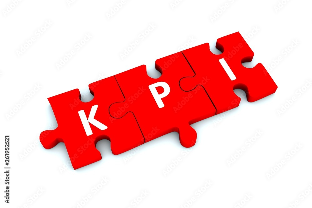 KPI puzzle white background concept 3D illustration KPI puzzle white background concept 3D illustration