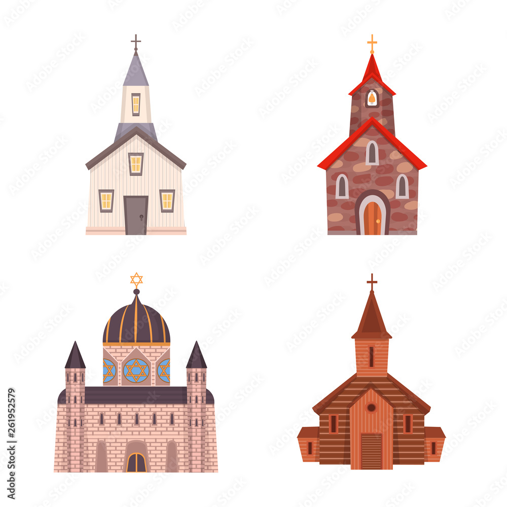 Vector design of religion and building icon. Set of religion and faith stock vector illustration.